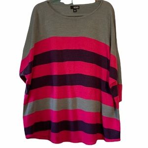 Grey, Purple & Pink Stripe Sweater EUC